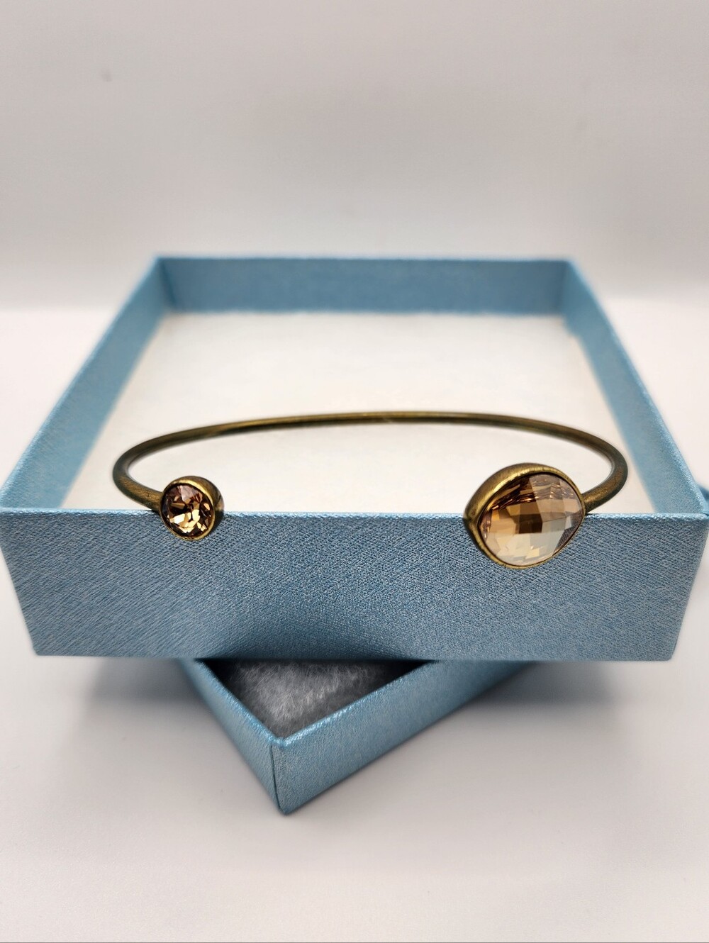 Touchstone Crystal Oxidized Brass Cuff Bracelet